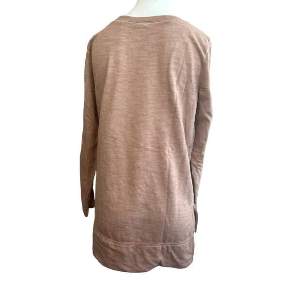 Doe & Rae Small Pink Long Sleeve Tunic Pullover Sweatshirt Cold Shoulder NWT - Picture 2 of 5